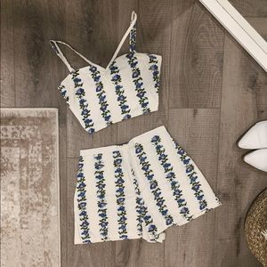 2 piece co-ord high waisted shorts crop top Floral